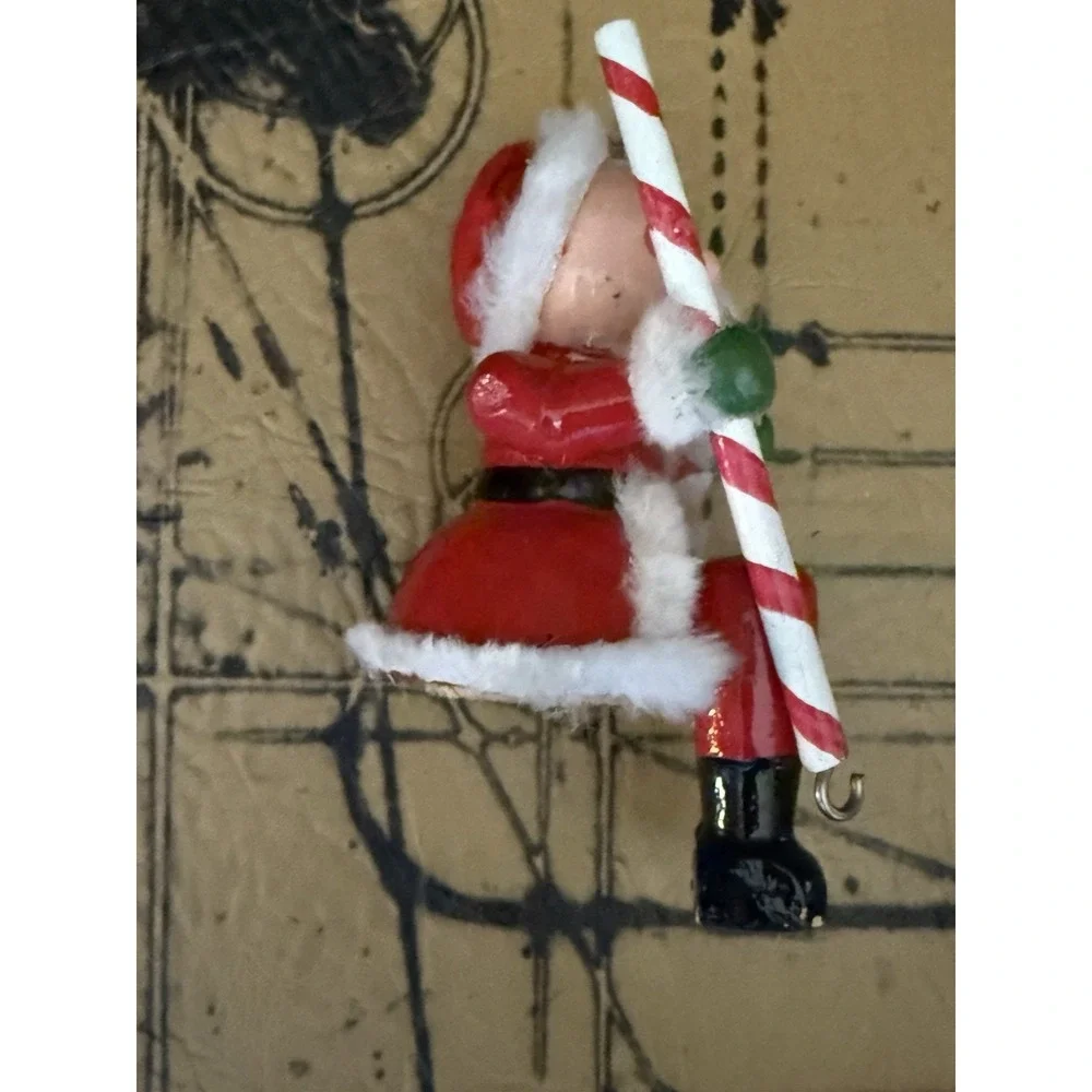 Christmas Wooden Self‎ Stick 2 Stocking Hanger Holders Santa Vtg 1981